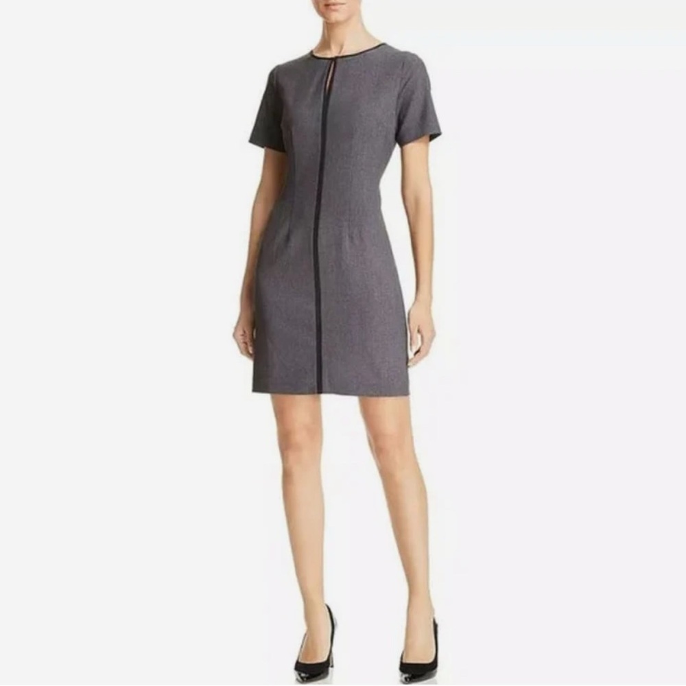 Tahari Keyhole Neck Piping Fitted Sheath Dress Size 8